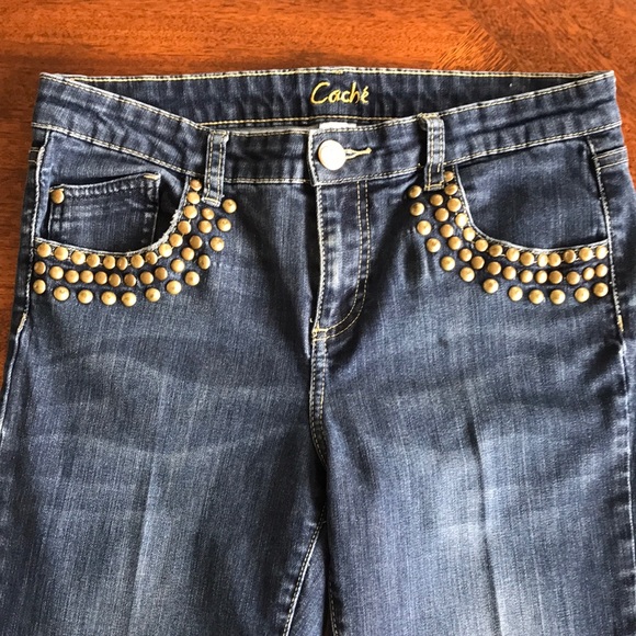 Cache studded slightly boot cut jeans size 10 - Picture 5 of 7